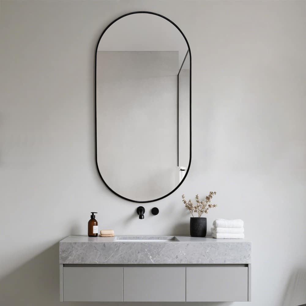 Oval Classic Wall Mirror – Black Aluminium Alloy Frame