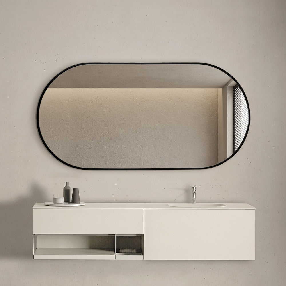 Oval Classic Wall Mirror – Black Aluminium Alloy Frame