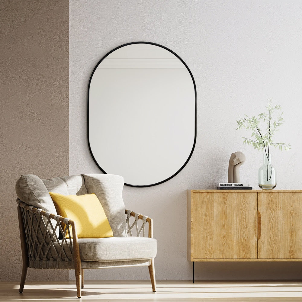 Oval Classic Wall Mirror – Black Aluminium Alloy Frame