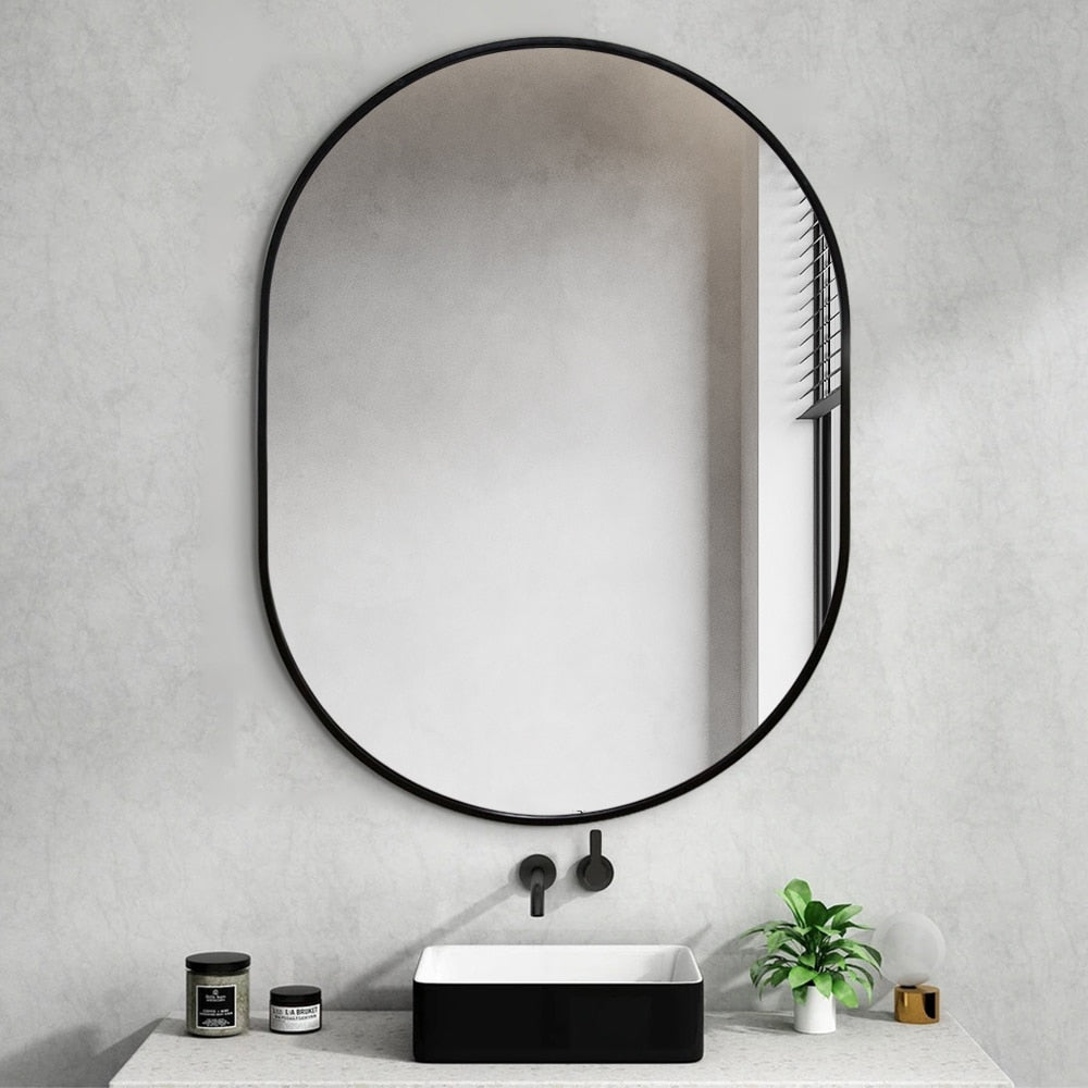 Oval Classic Wall Mirror – Black Aluminium Alloy Frame