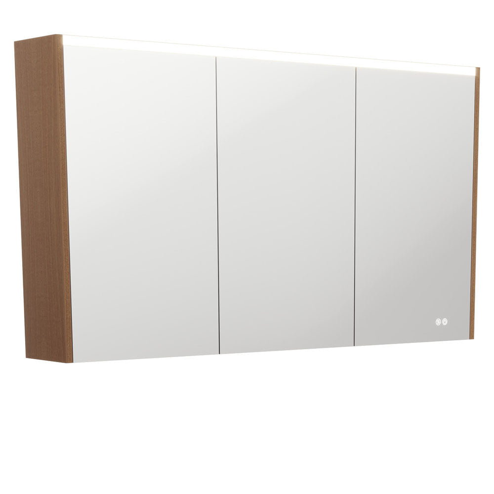 LED Mirror Cabinet with Side Panels, 1200mm, Walnut