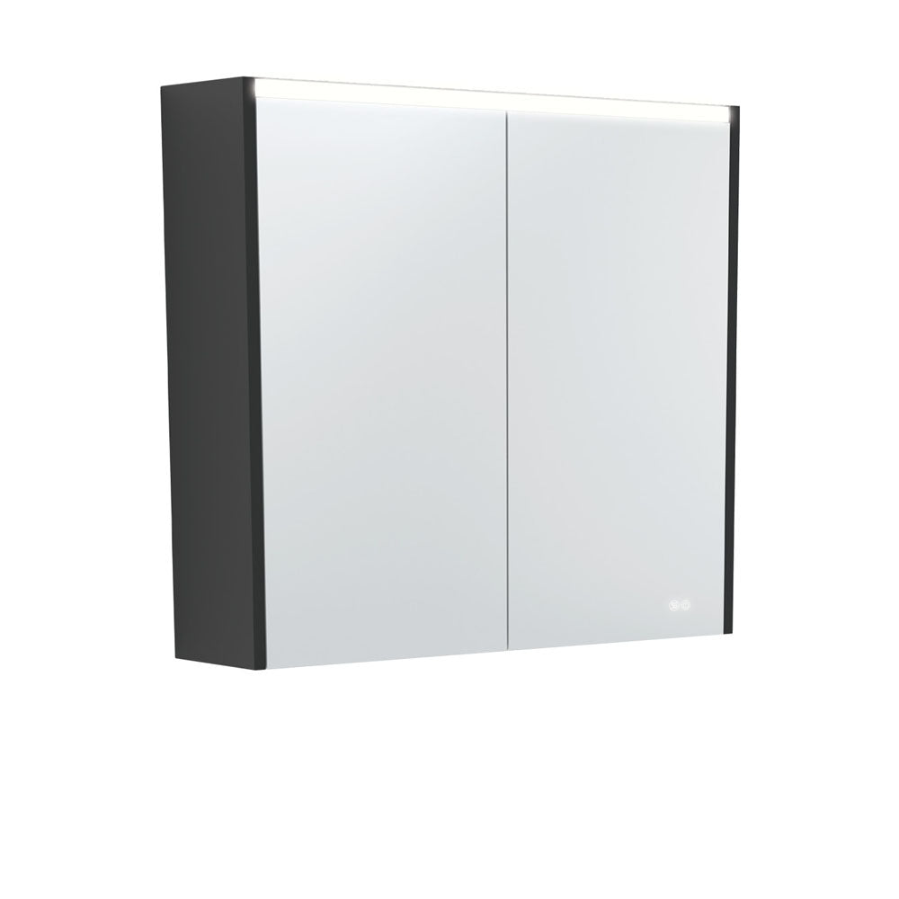 LED Mirror Cabinet with Side Panels, 750mm, Satin Black