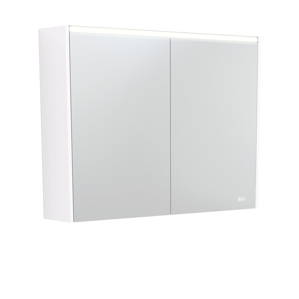 LED Mirror Cabinet with Side Panels, 900mm, Gloss White