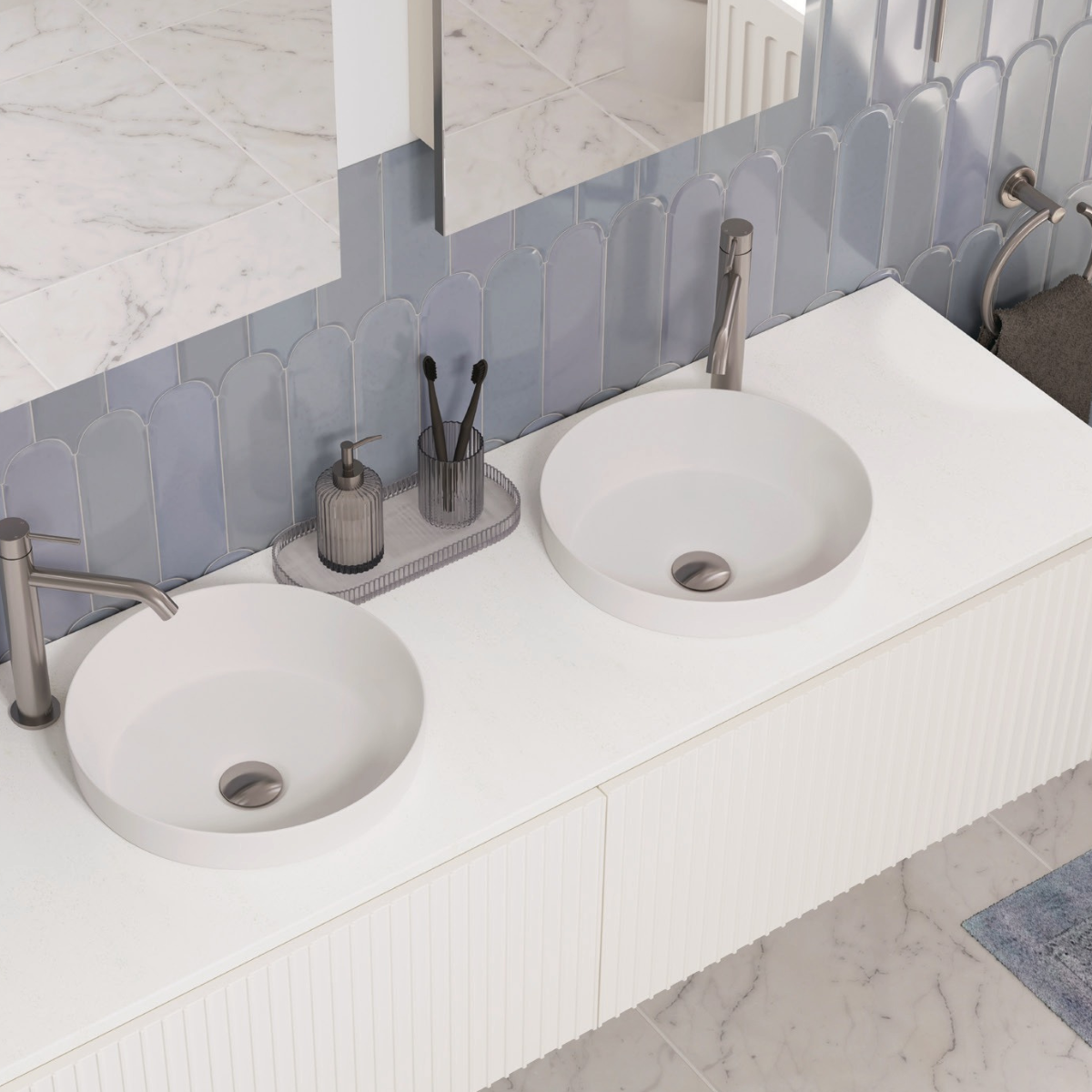 Fienza - Silica Free Stone Top, Rectangular Full Depth - Double Undermount