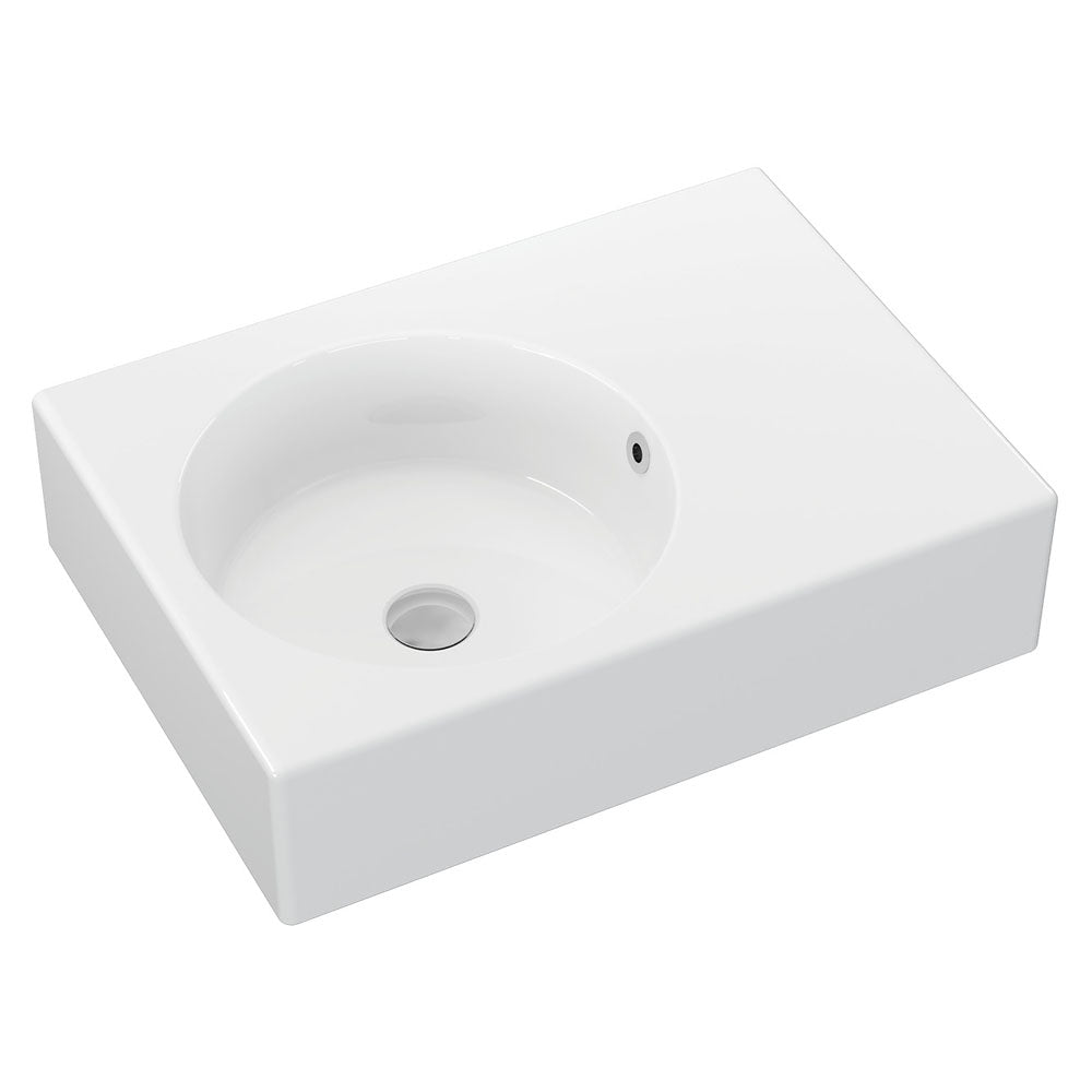 Fienza Reba Left Bowl Wall Basin, No Tap Hole