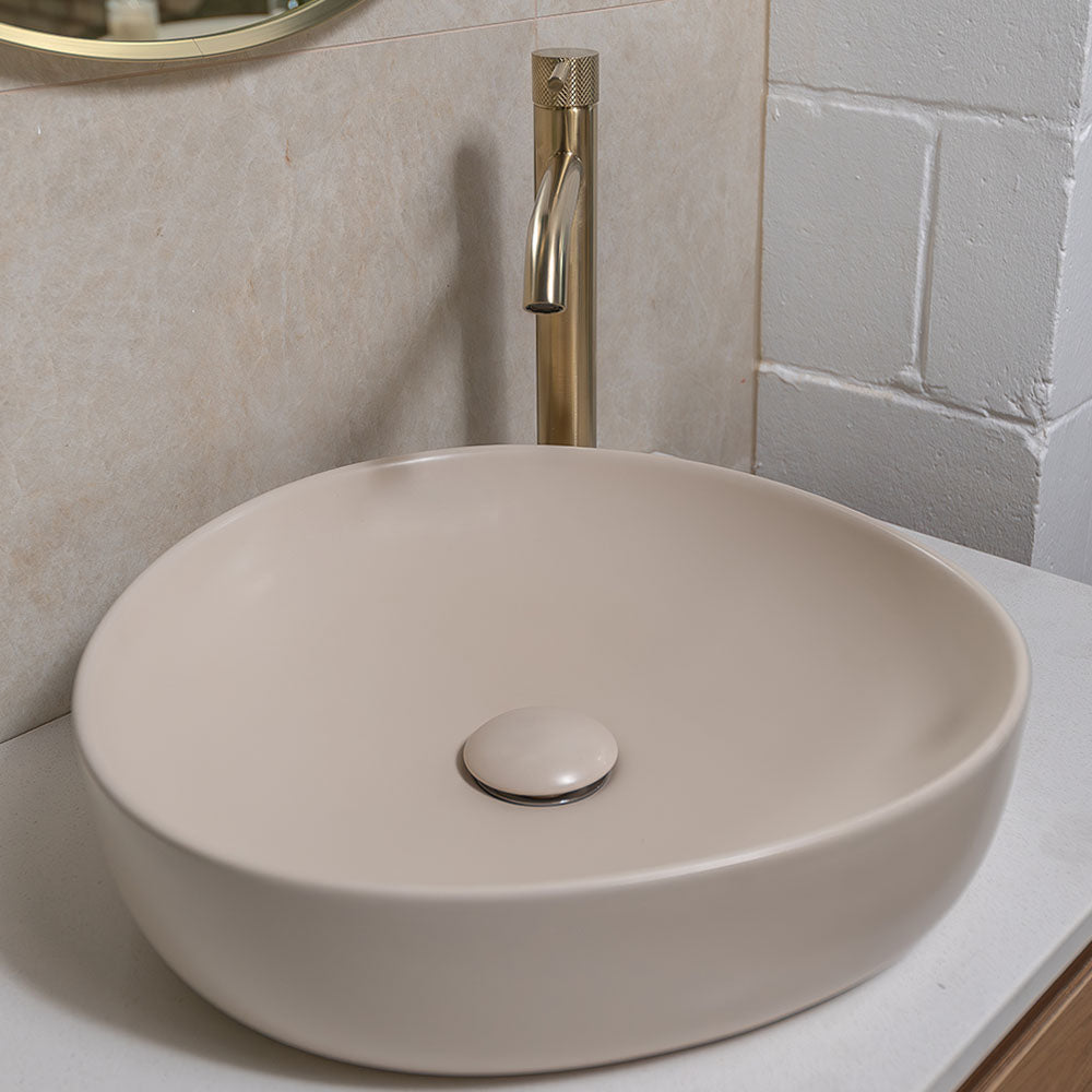 Pebble Small Above Counter Basin, Matte Khaki