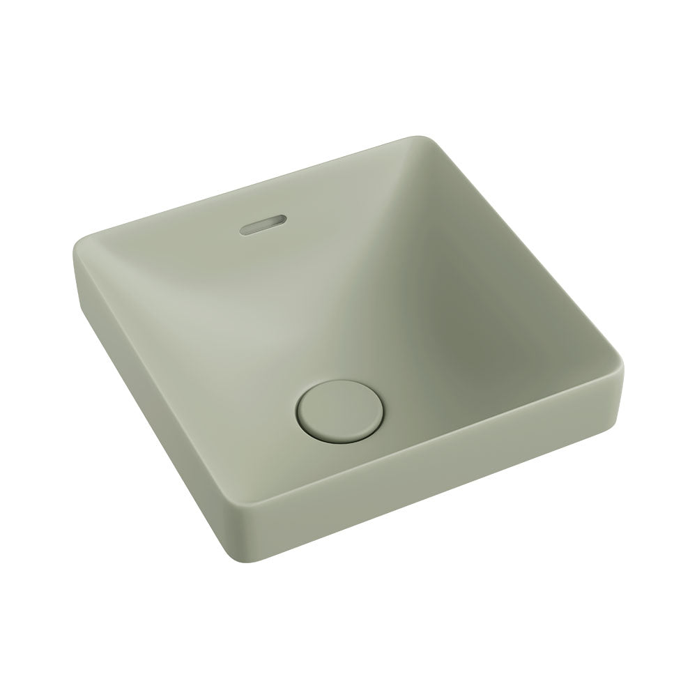 Aluca Square Semi-Inset Basin, Matte Olive