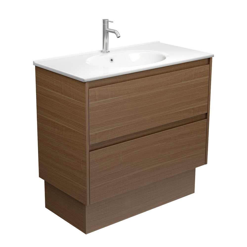 Rotondo Amato 900 Walnut Vanity On Kick