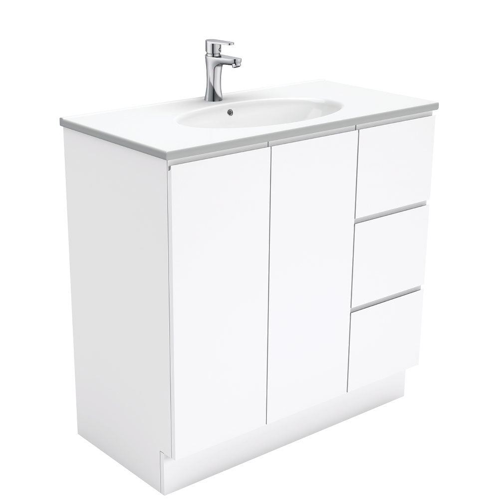 Rotondo Fingerpull Gloss White 900 Vanity On Kickboard