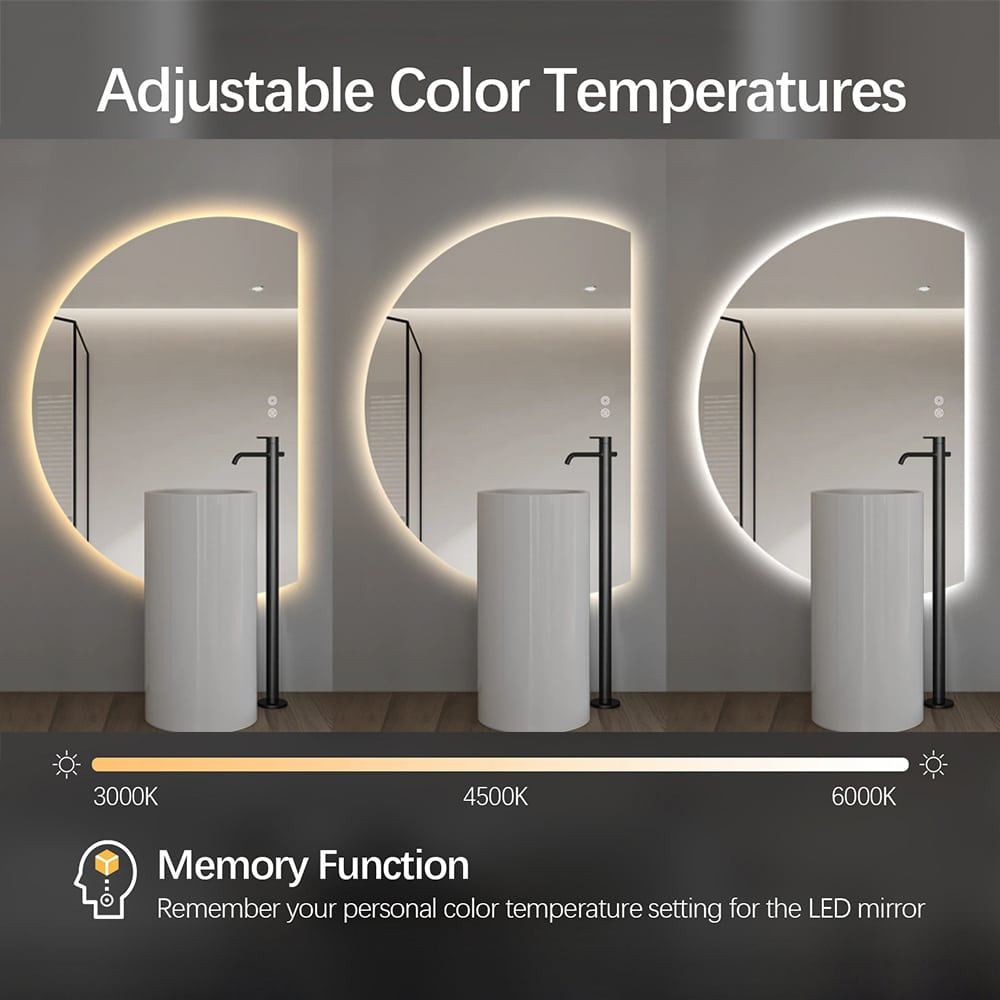 Right Cut Moon LED Frameless Backlit Wall Mirror