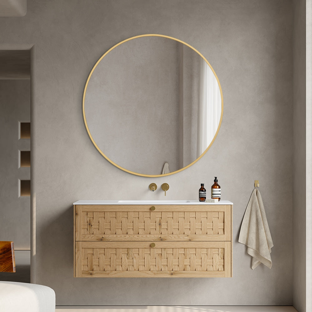 Rose Gold Framed Round Wall Mirror Classic Decorative Design