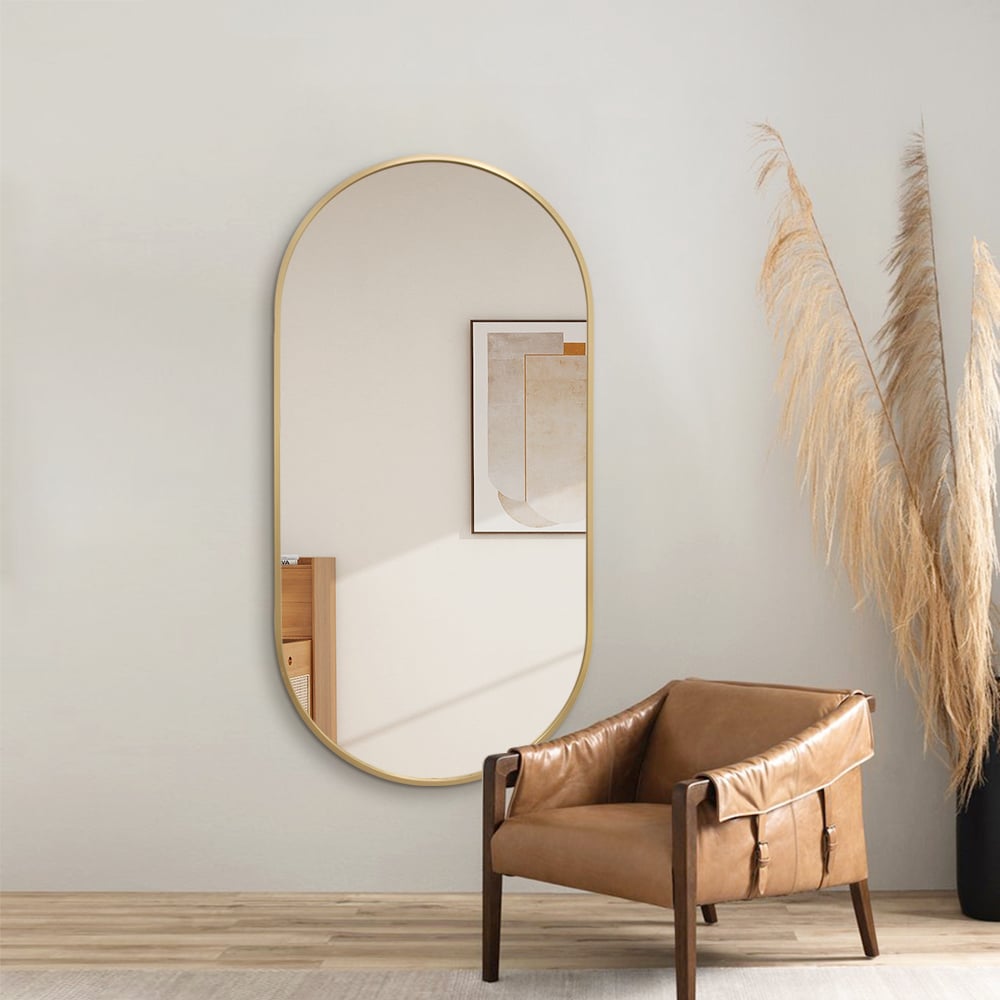 Rose Gold Oval Wall Mirror – 60 x 80cm Classic Decorative Frame