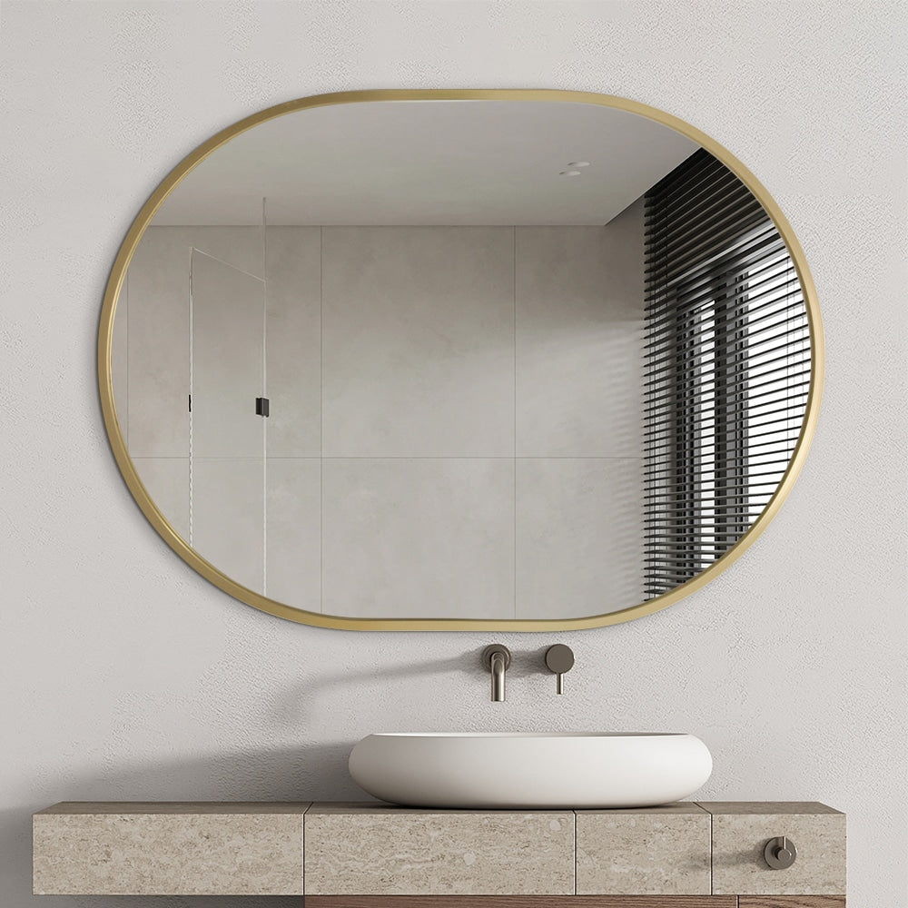 Rose Gold Oval Wall Mirror – 60 x 80cm Classic Decorative Frame