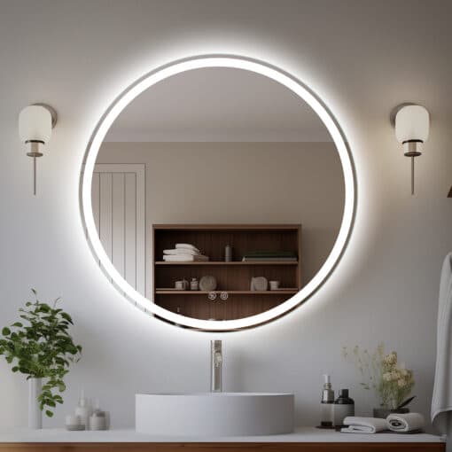 Round LED Mirror - Frosted Defogger Dimmable 25mm Strip
