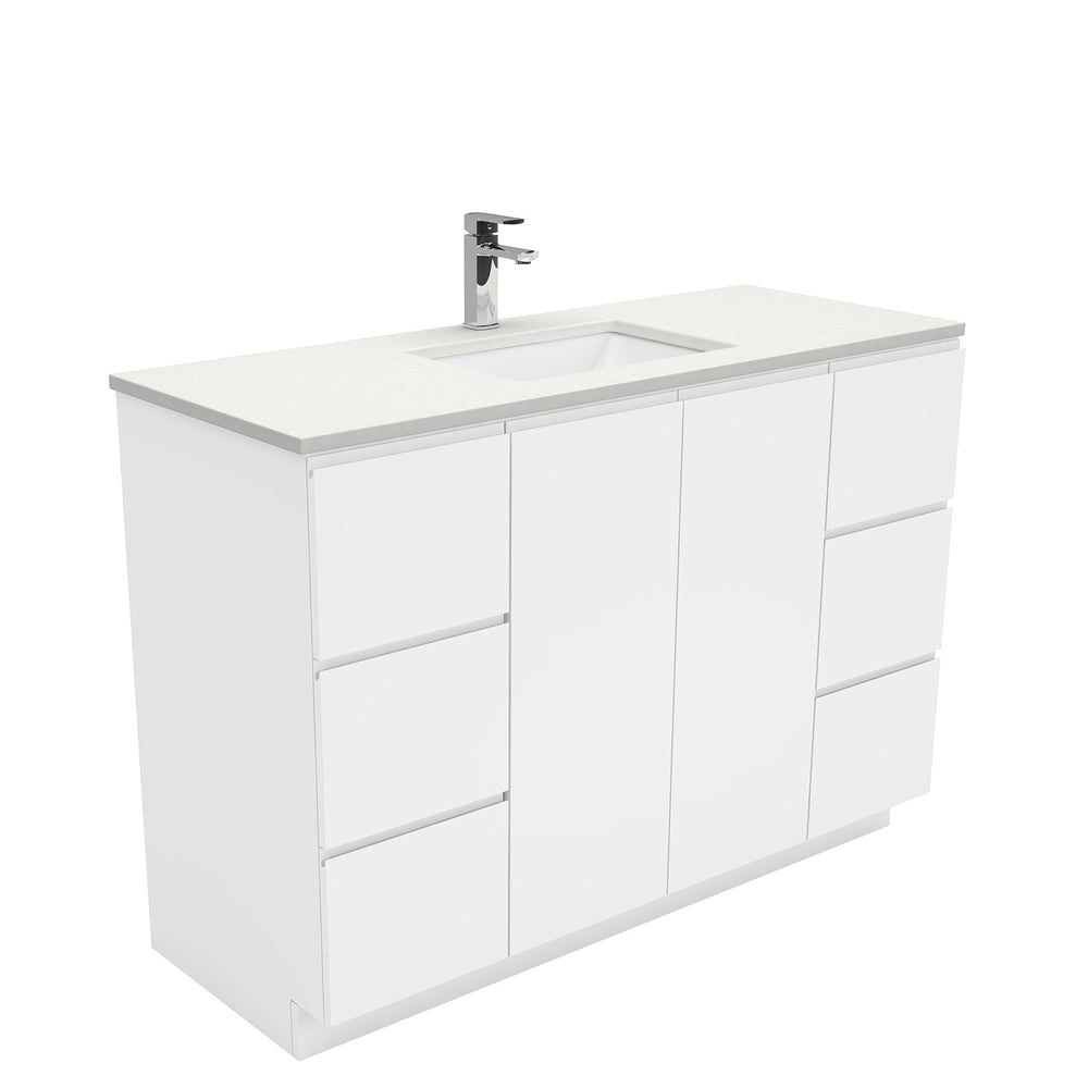 Sarah Crystal Pure Undermount 1200 Fingerpull Gloss White Vanity on Kick