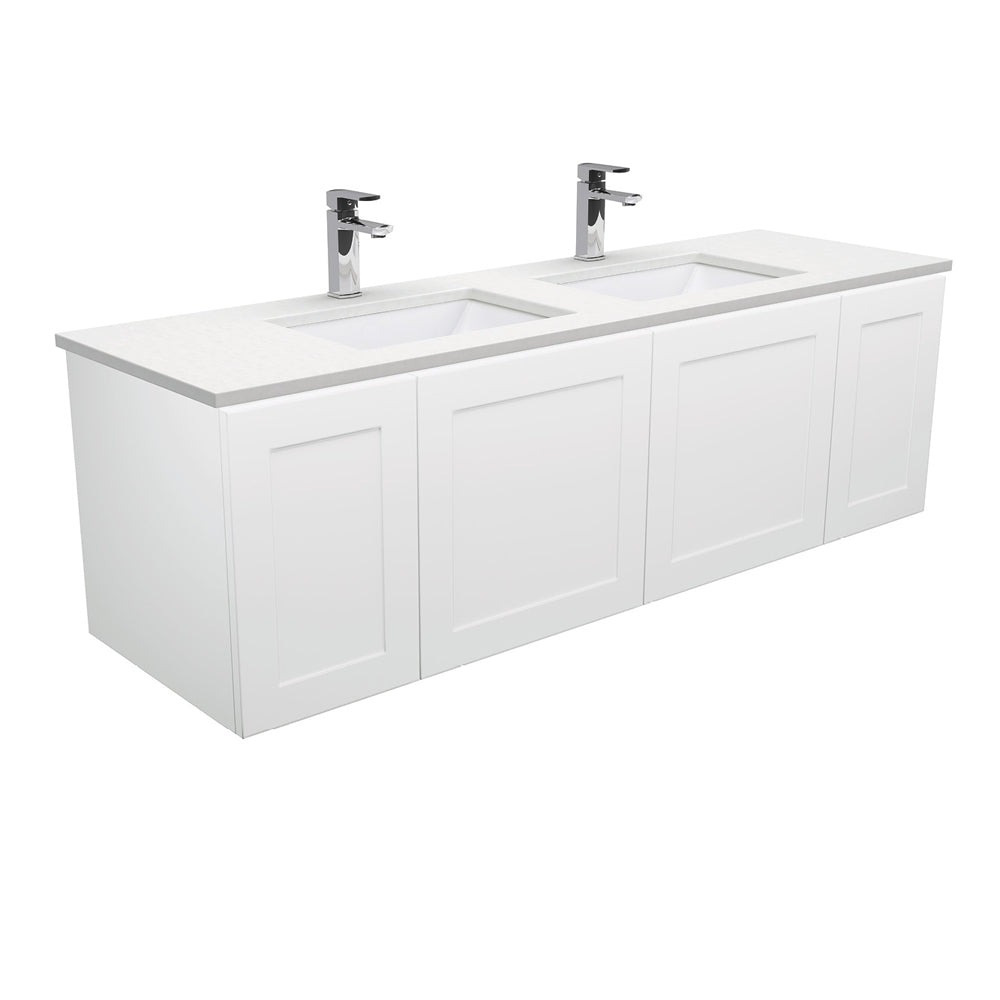 Sarah Crystal Pure Undermount Double Bowl 1500 Mila Wall-Hung Vanity