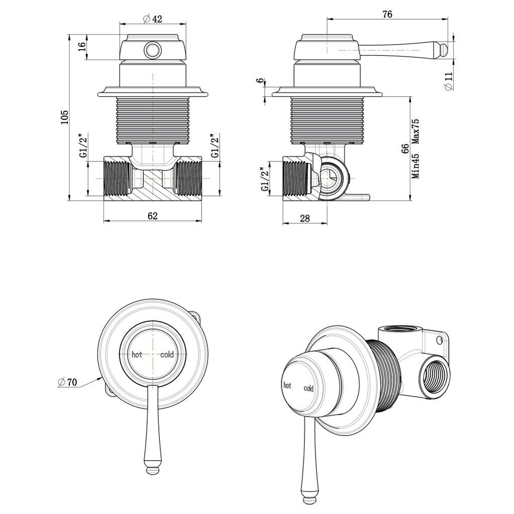 Mica Heritage Shower Mixer - TRIM KIT ONLY