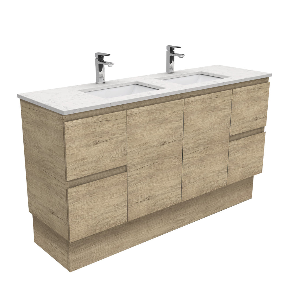 Sarah Bianco Marble Undermount Double Bowl 1500 Edge Scandi Oak Vanity on Kick