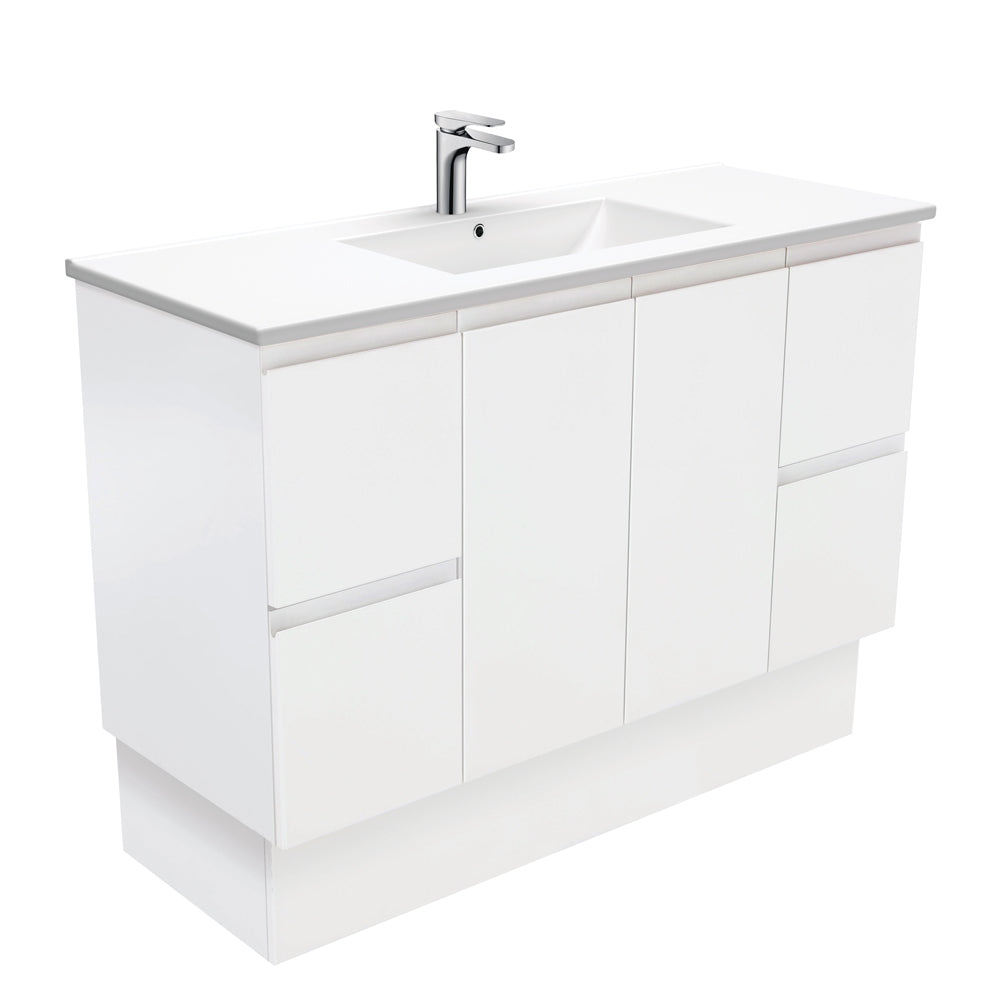 Dolce Fingerpull Satin White 1200 Vanity On Kickboard