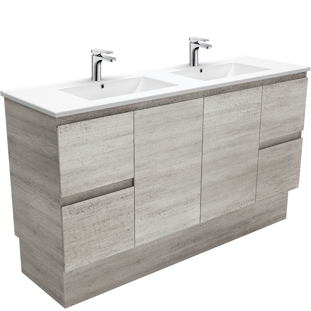 Dolce Edge Industrial 1500 Double Bowl Vanity On Kickboard