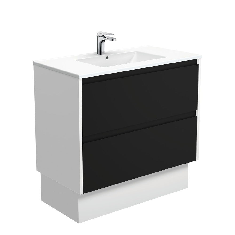Dolce Amato 900 Satin Black Vanity On Kick, Satin White Panels