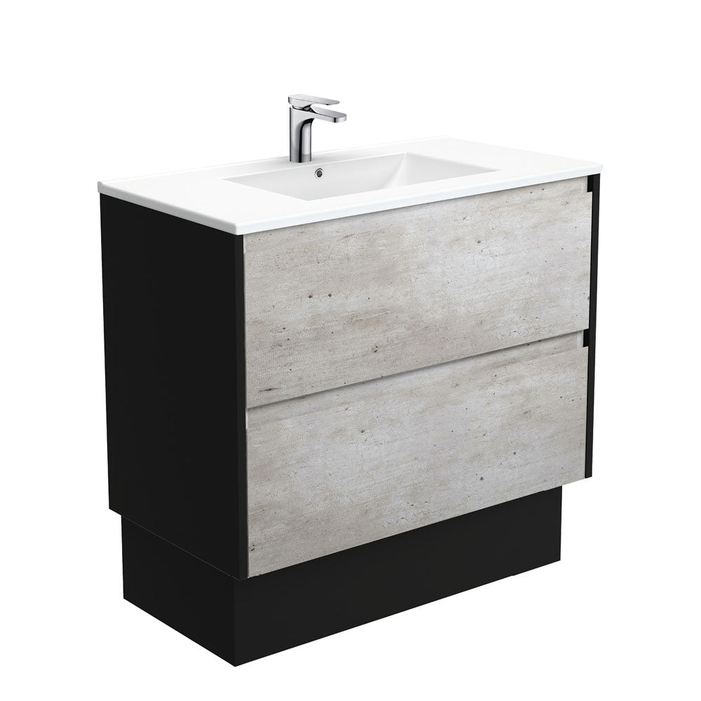 Dolce Amato 900 Industrial Vanity On Kick, Satin Black Panels