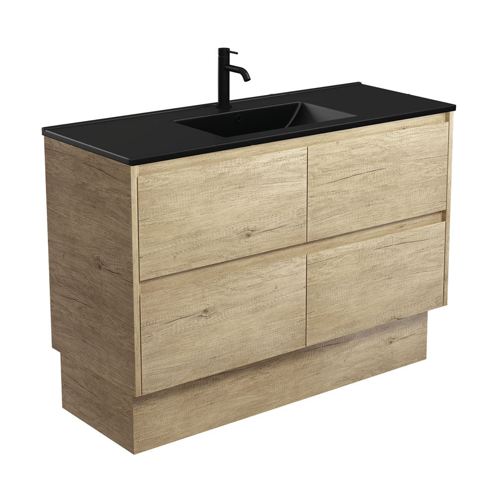 Dolce Matte Black Amato 1200 Scandi Oak Vanity On Kick