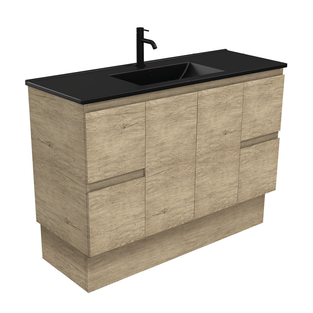 Dolce Matte Black Edge Scandi Oak 1200 Vanity On Kickboard