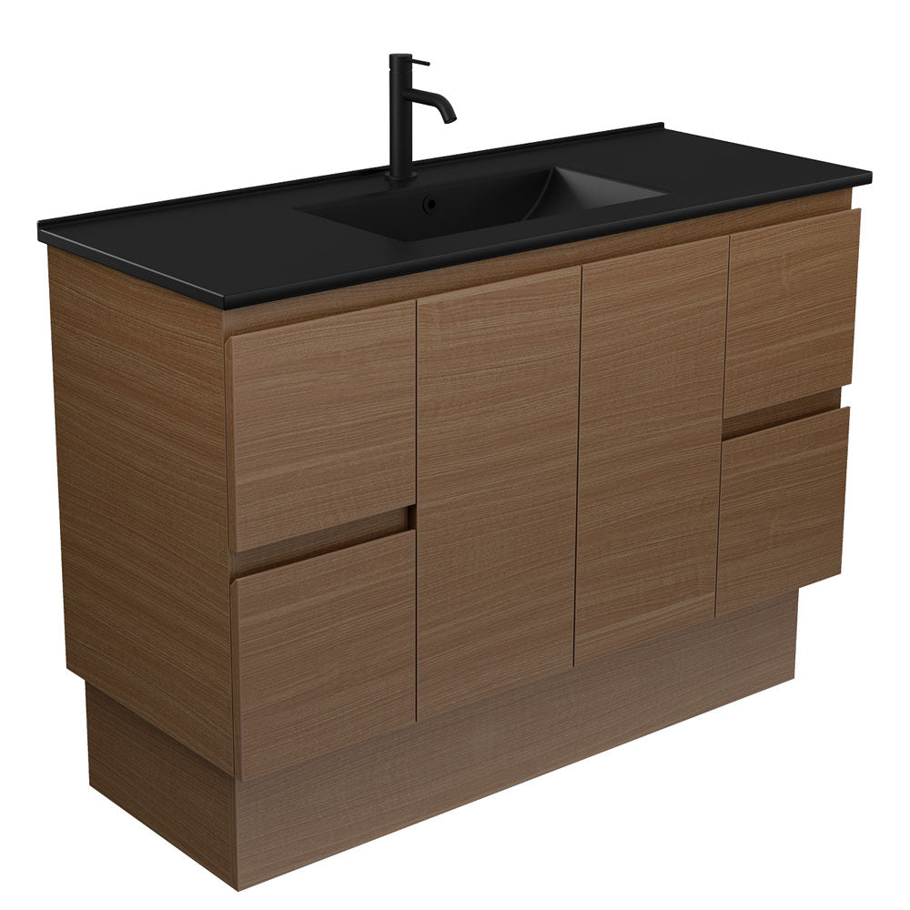 DOLCE Matte Black Edge Walnut 1200 Vanity on Kick