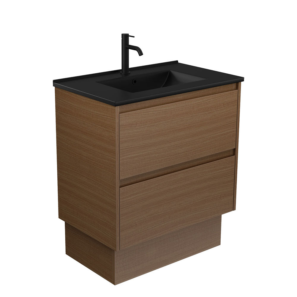 Dolce Matte Black Amato 750 Walnut Vanity On Kick