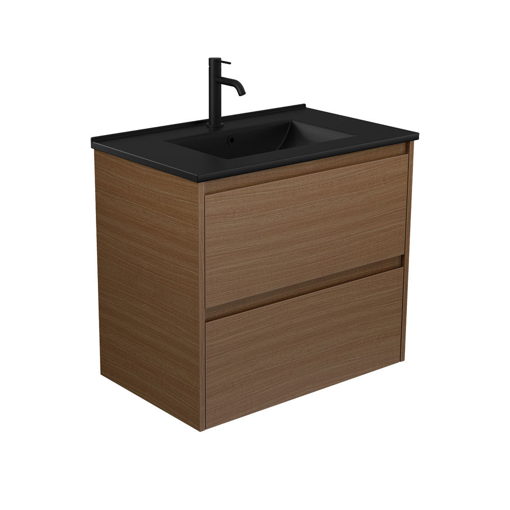 Dolce Matte Black Amato 750 Walnut Wall-Hung Vanity
