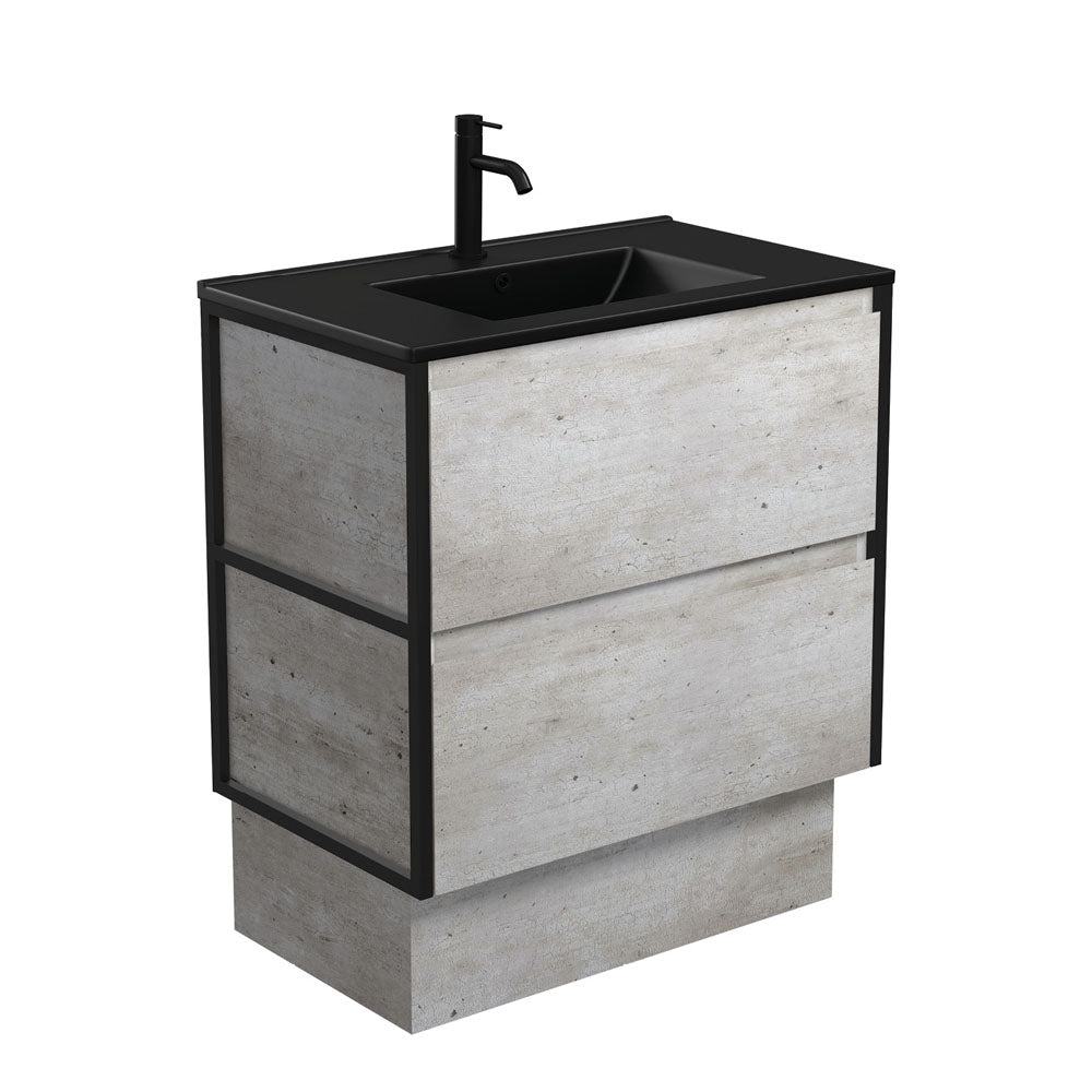 Dolce Matte Black Amato 750 Industrial Vanity On Kick, Matte Black Frames