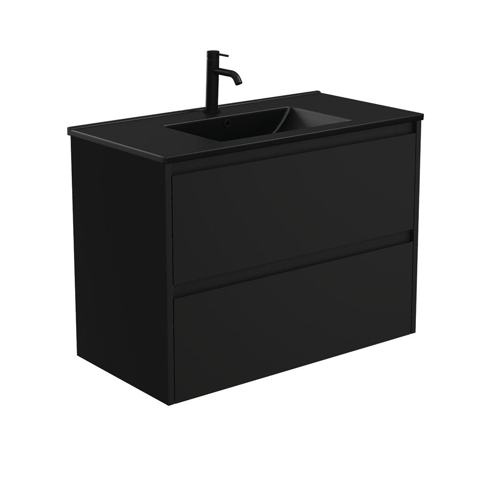 Dolce Matte Black Amato 900 Satin Black Wall-Hung Vanity