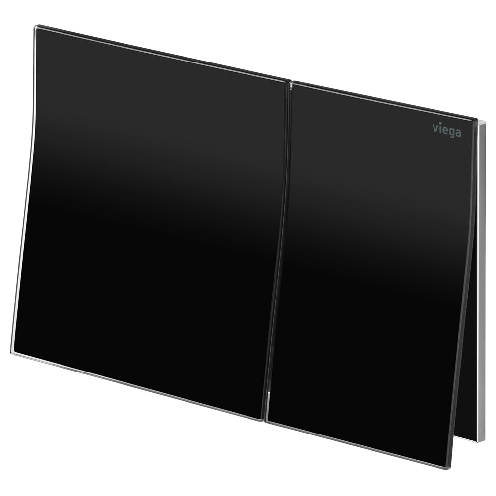Viega Visign More 200 Angled Flush Plate, Black Glass