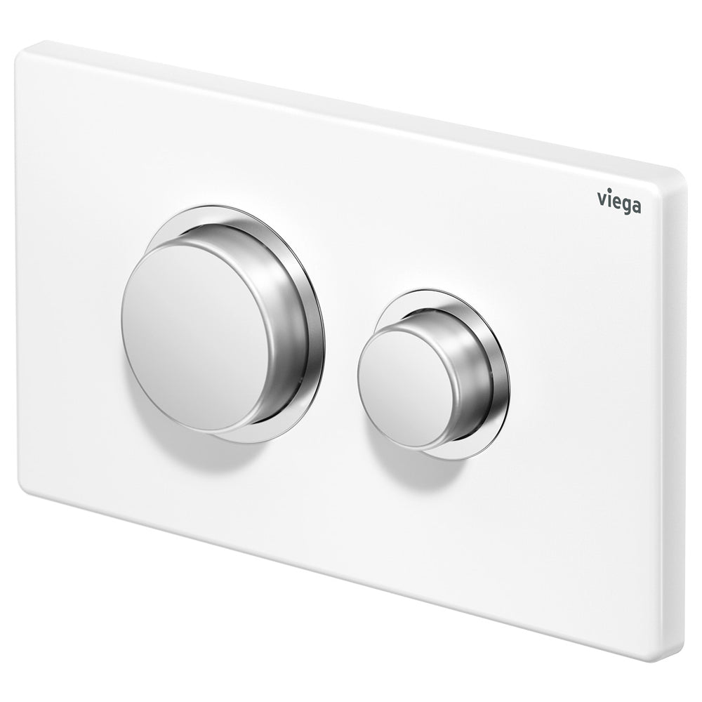 Viega Visign Public 11 Raised Button Flush Plate, White and Chrome