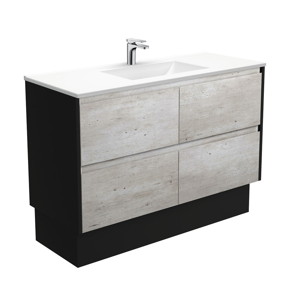 Vanessa Amato 1200 Industrial Vanity On Kick, Satin Black Panels