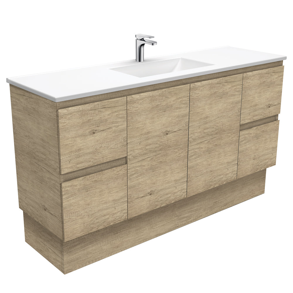 Vanessa Edge Scandi Oak 1500 Single Bowl Vanity On Kickboard