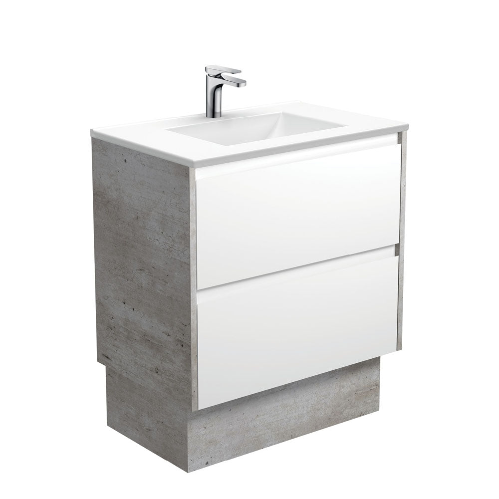 Vanessa Amato 750 Satin White Vanity On Kick, Industrial Panels