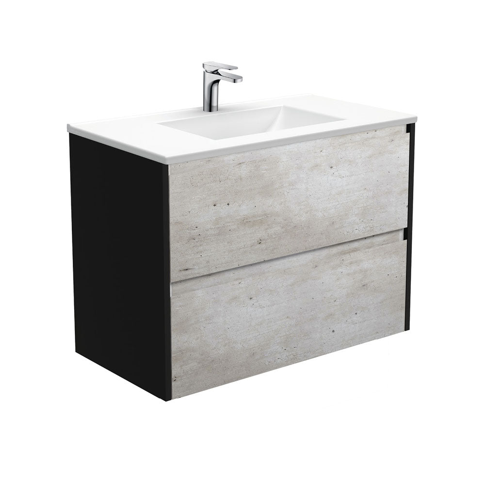 Vanessa Amato 900 Industrial Wall-Hung Vanity, Satin Black Panels