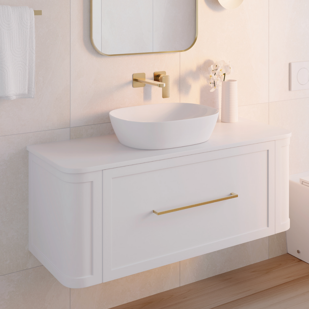 Fienza - Silica Free Stone Top, Curved Full Depth