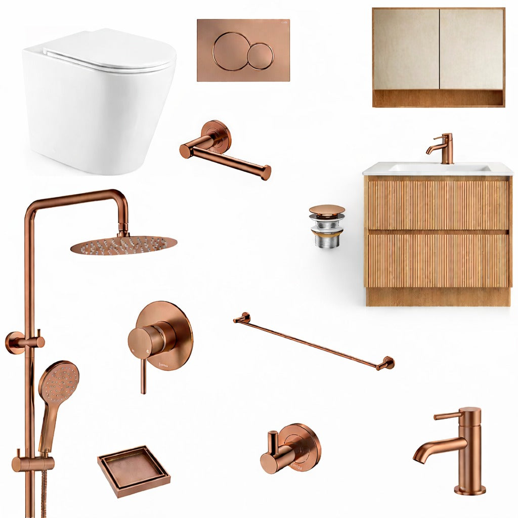 Complete Bathroom Package - Kaya Range Brushed Copper With Bondi Vanity