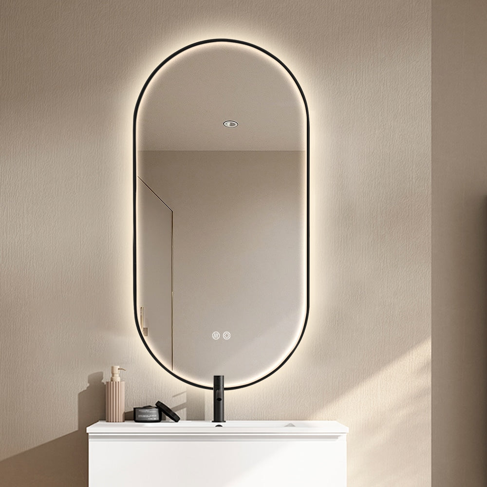 Oval LED Bathroom Mirror – Frontlit with Defogger & Dimmable