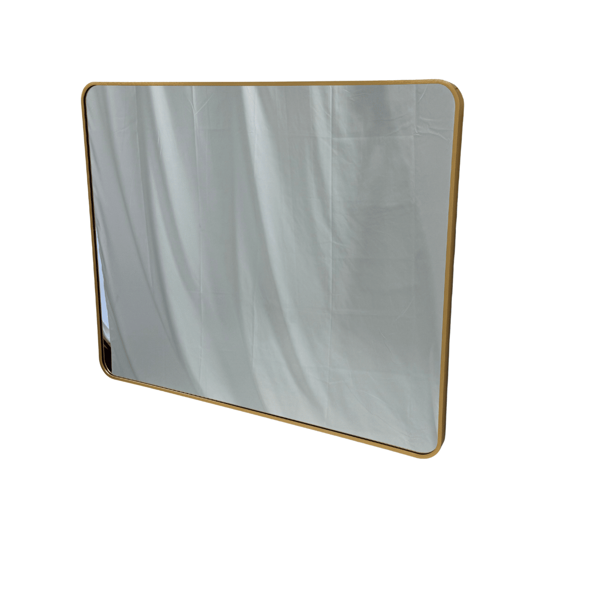 Rounded Edge Wall Mirror – 100cm x 80cm Black / Gold Aluminium Frame