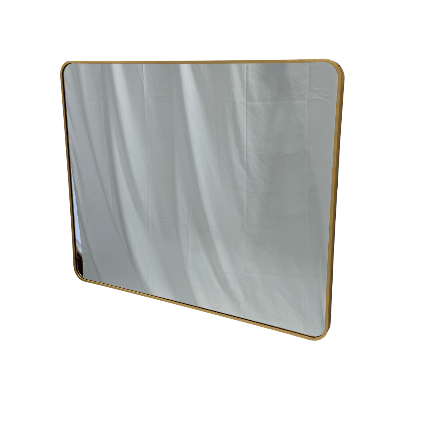 Rounded Edge Wall Mirror – 100cm x 80cm Black / Gold Aluminium Frame