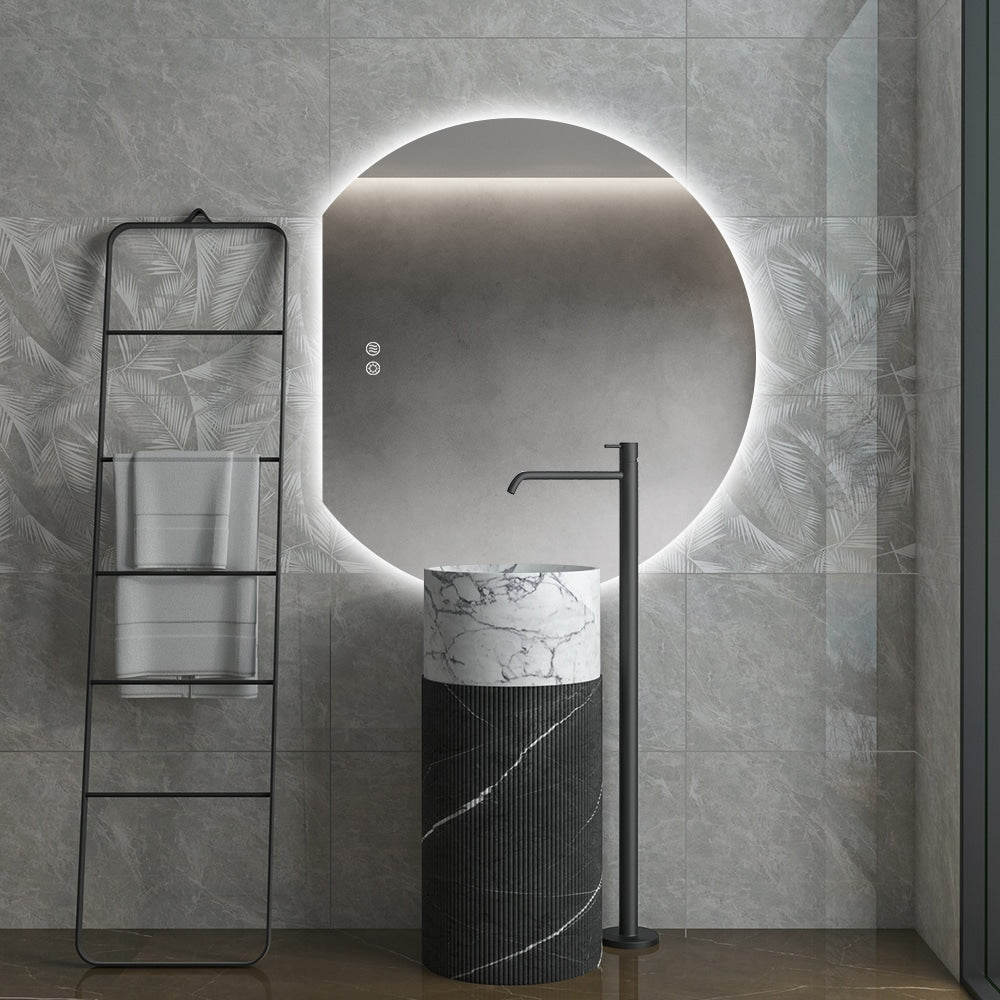 Modern Crescent Moon Wall LED Mirror 90cm x 100cm Backlit Frameless