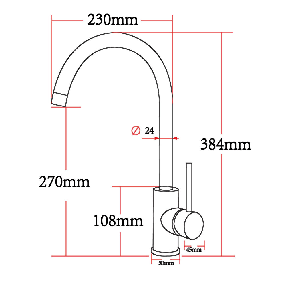 Round Matt Black Kitchen Sink Mixer Tap