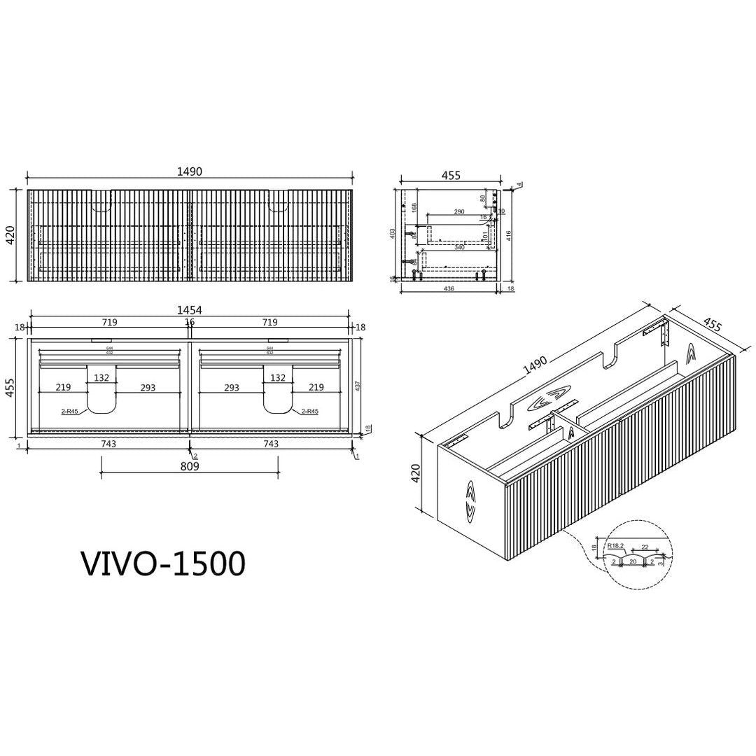 VIVO Wall Hung Vanity - Blue Bathware 