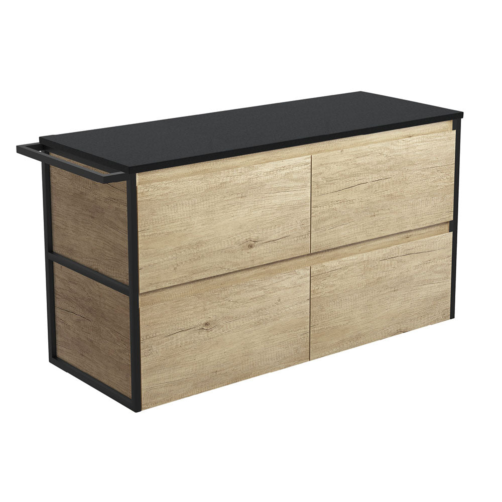 Amato Scandi Oak 1200 Wall-Hung Cabinet, 1 Frame &amp; 1 Towel Rail