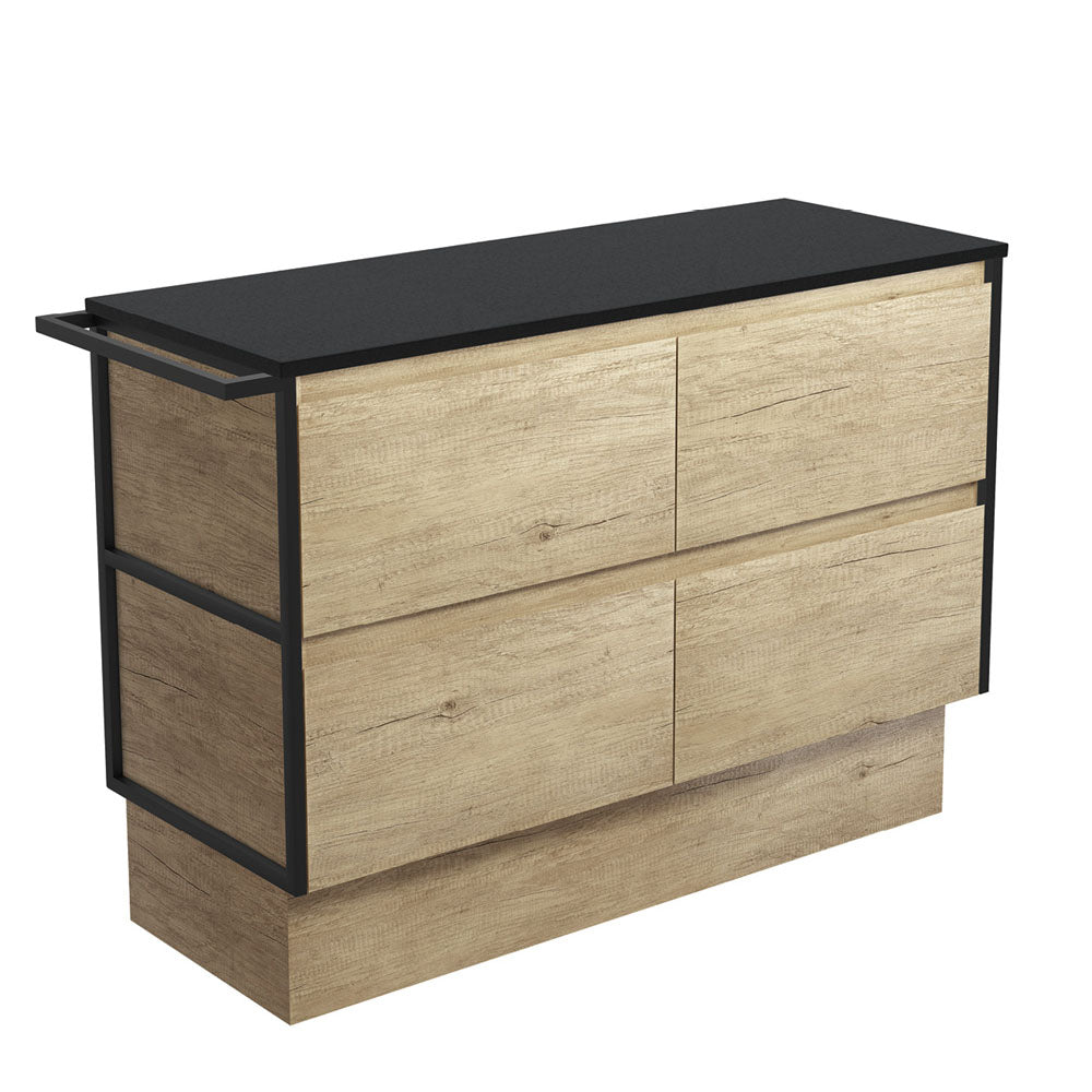 Amato Scandi Oak 1200 Cabinet on Kickboard, 1 Frame & 1 Towel Rail