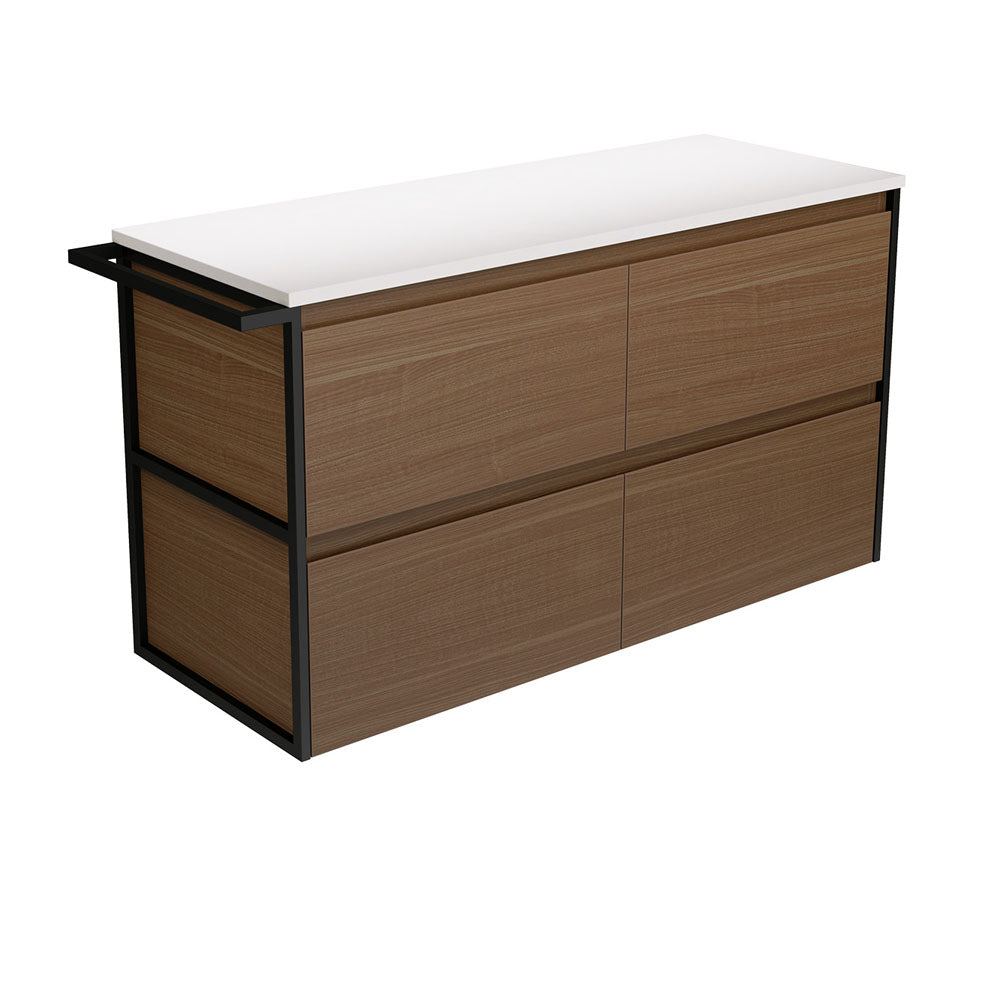 Amato Walnut 1200 Wall-Hung Cabinet, 1 Frame &amp; 1 Towel Rail